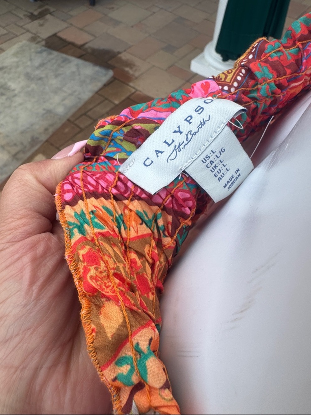 Calypso St. Barth Vibrant Paisley Floral Maxi Skirt in Orange & Pink - Picture 3 of 5